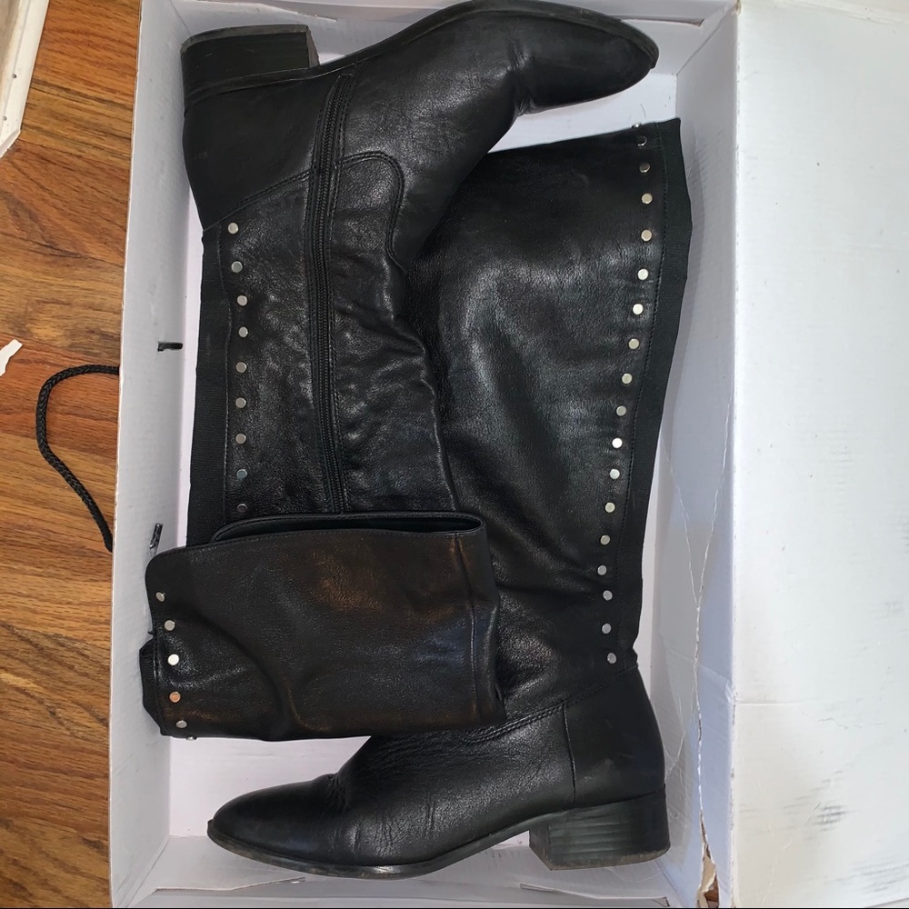 Black thigh high boots